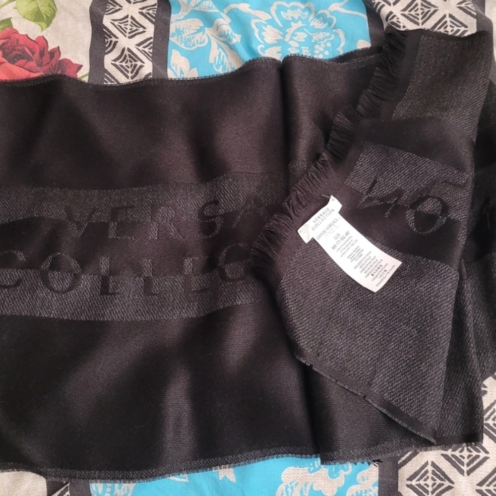 Versace Black Logo Scarf